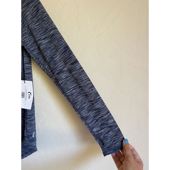 New! ZYIA Spacedye Gray Charcoal Long Sleeve Split Back T-Shirt - Picture 6 of 7